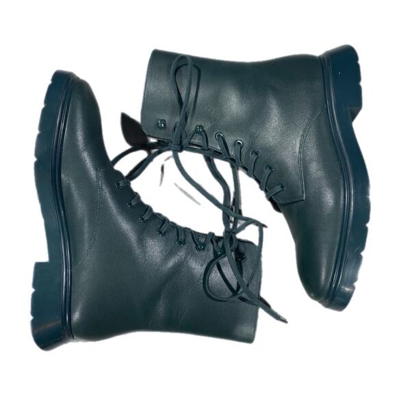 Stuart Weitzman Mckenzee Combat Boots 6.5 Green Lace Up - Picture 2 of 10